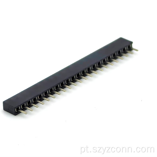 Cabeçalho fêmea de 1,27 mm em linha única reta 22P